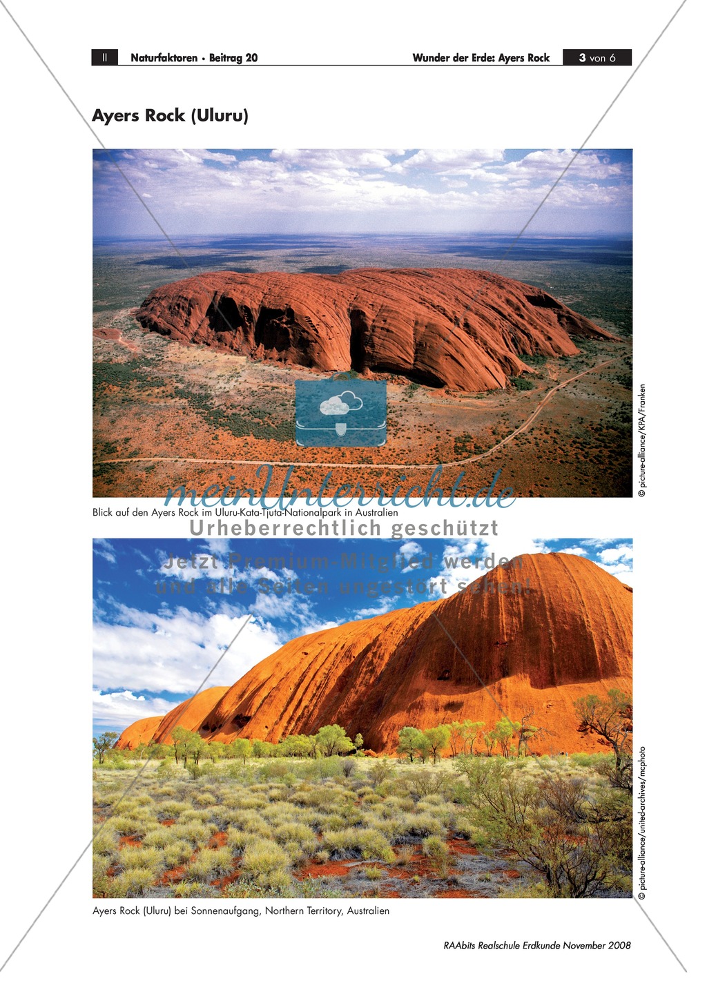 Den Ayers Rock kennen lernen: spielerische Aufgaben zu Steckbrief + Entstehung Preview 3