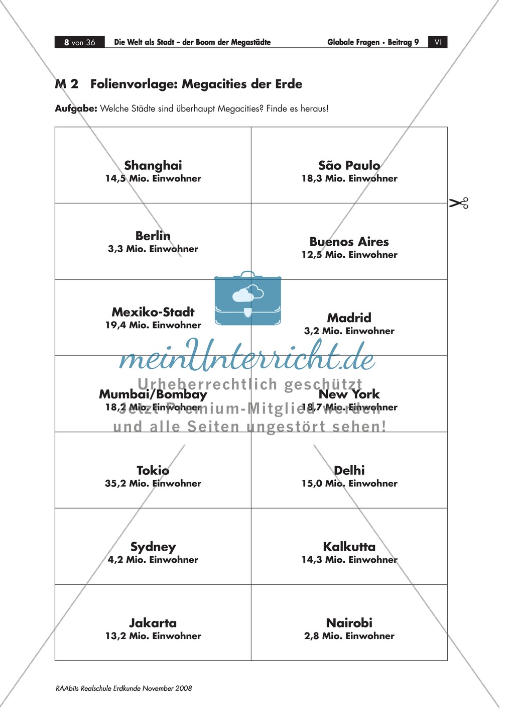 Topographie und Definition von Megacities mit Hilfe des Atlasses erarbeiten Preview 2