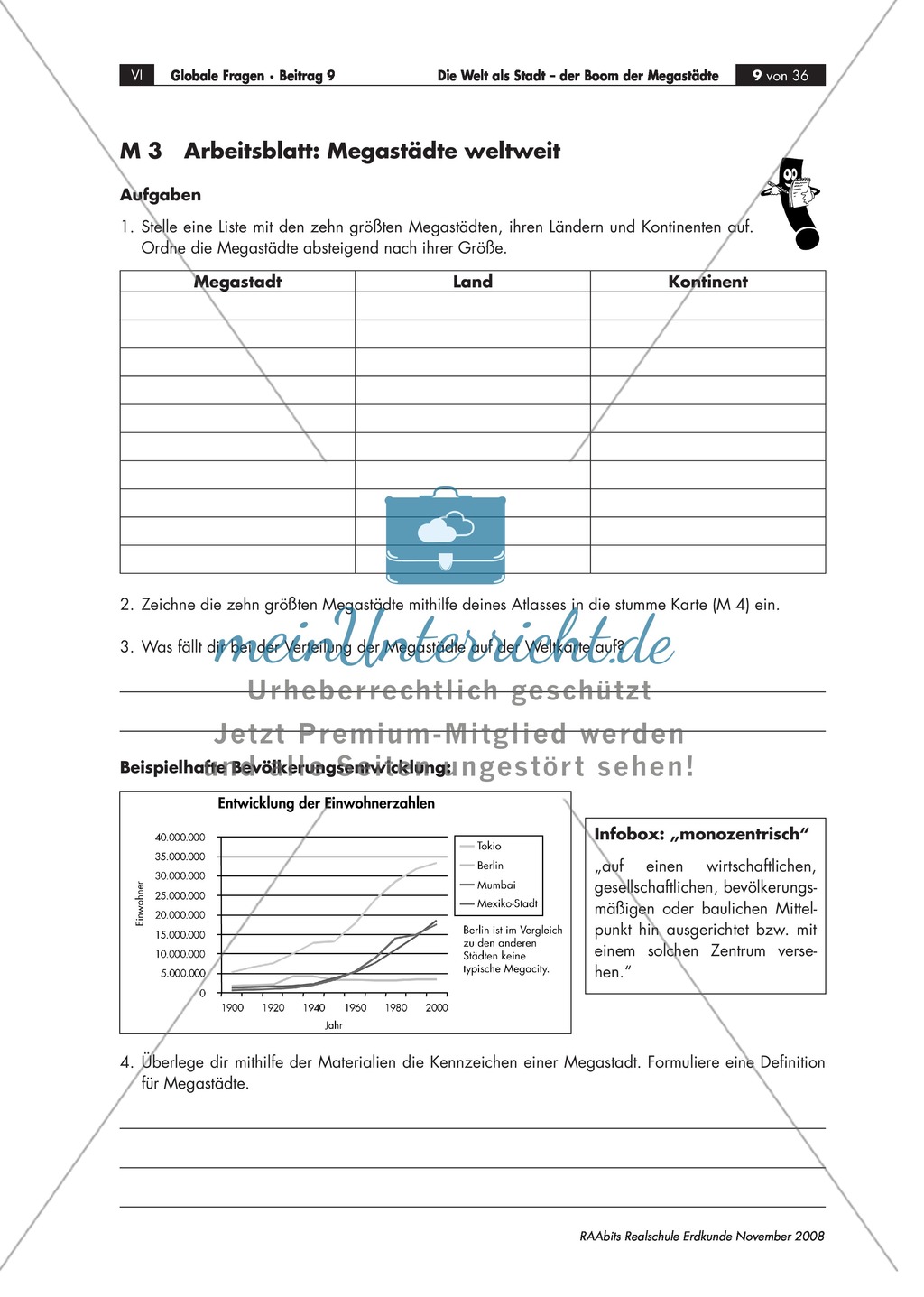 Topographie und Definition von Megacities mit Hilfe des Atlasses erarbeiten Preview 3