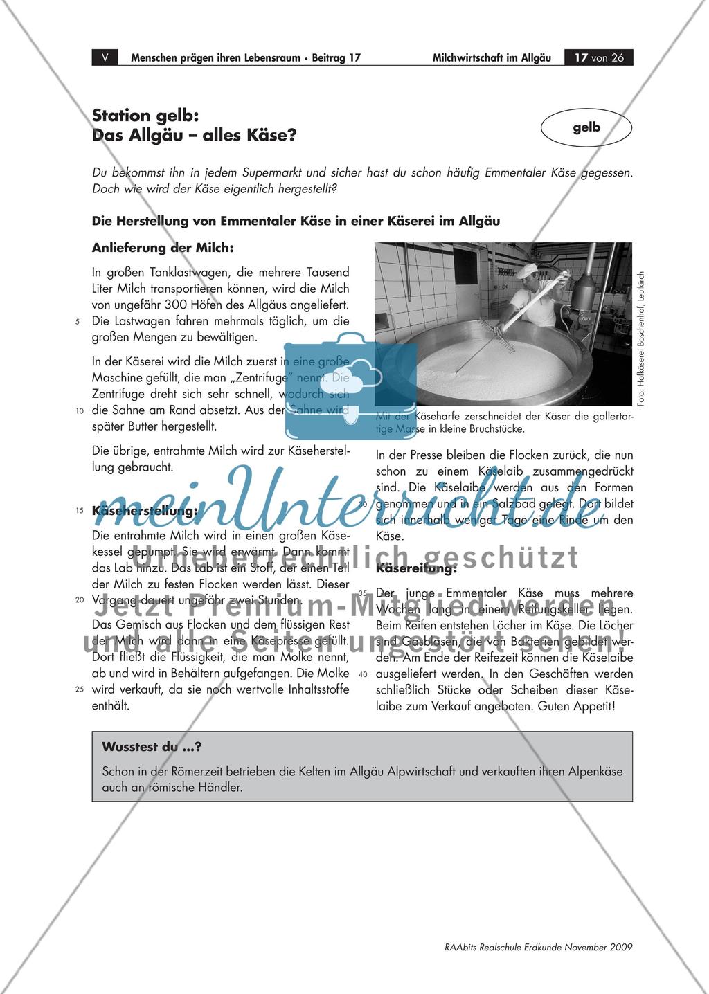 Milchwirtschaft im Allgäu – alles Käse? – Ein Lernzirkel für die 5. Klasse Preview 17