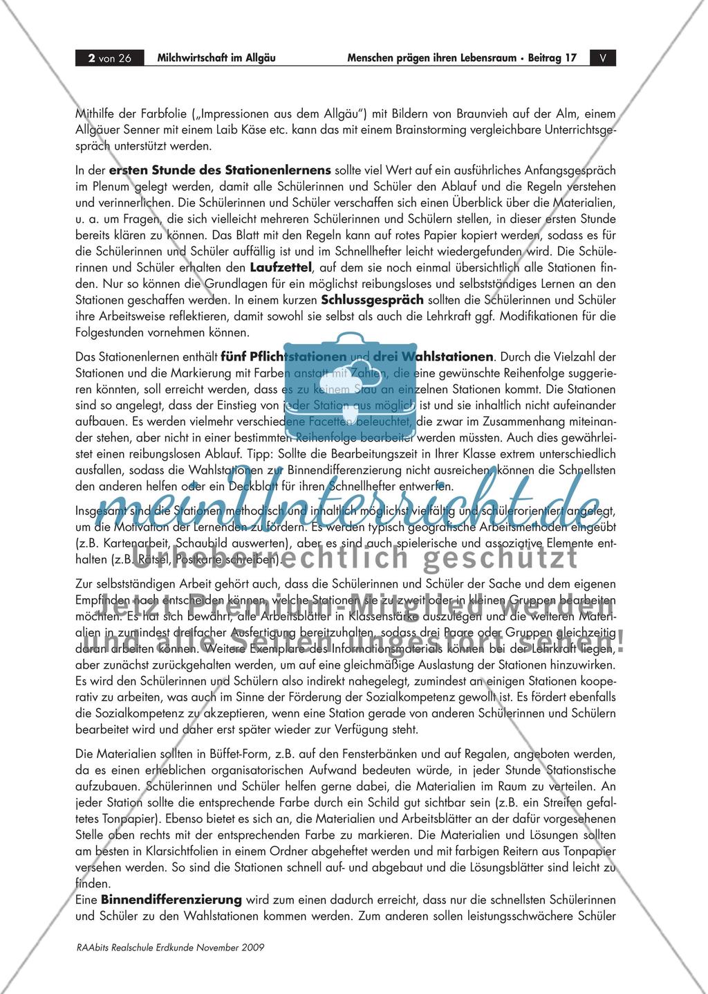 Milchwirtschaft im Allgäu – alles Käse? – Ein Lernzirkel für die 5. Klasse Preview 2