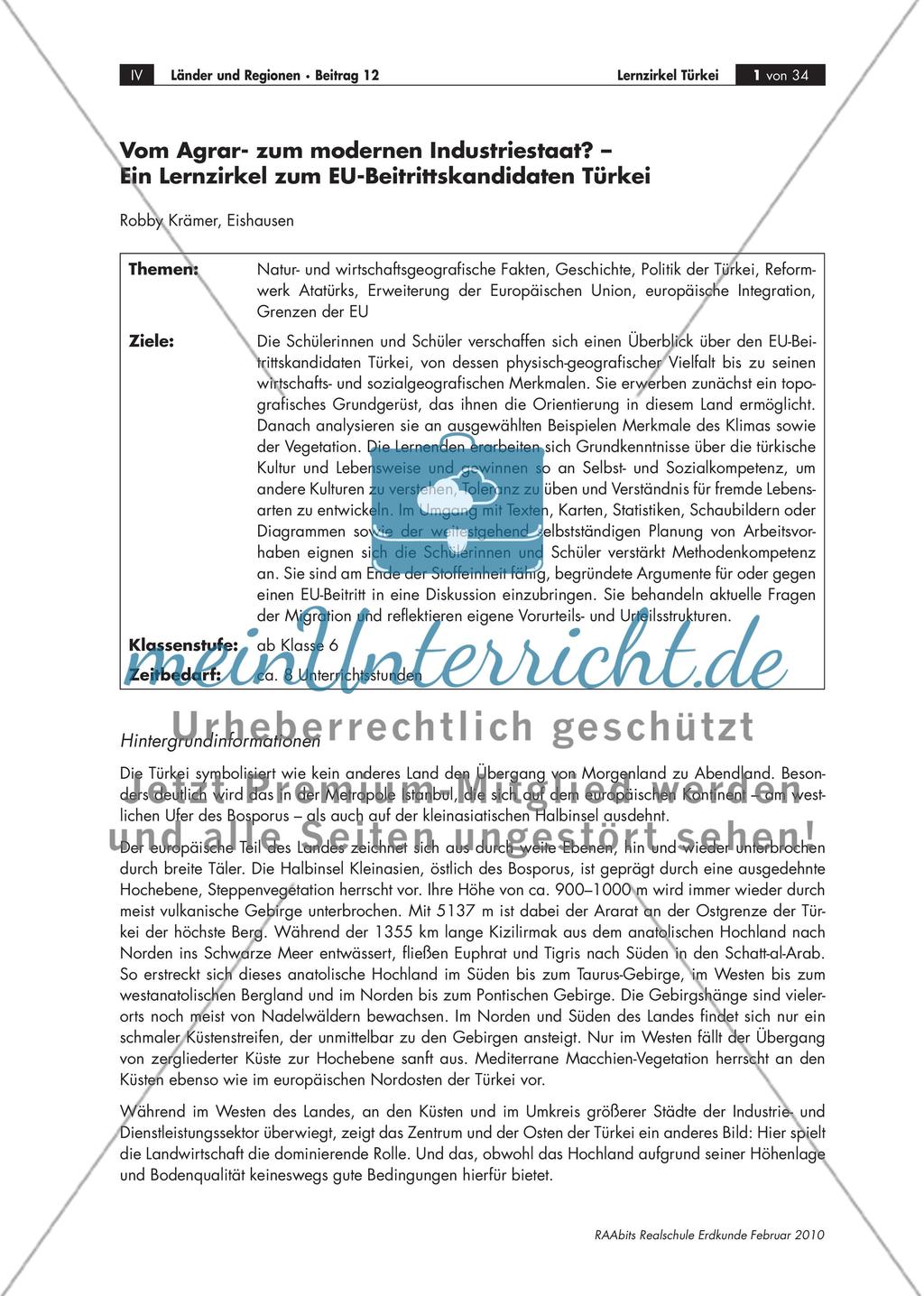 Vom Agrar- zum modernen Industriestaat? – Ein Lernzirkel zum EU-Beitrittskandidaten Türkei Preview 1