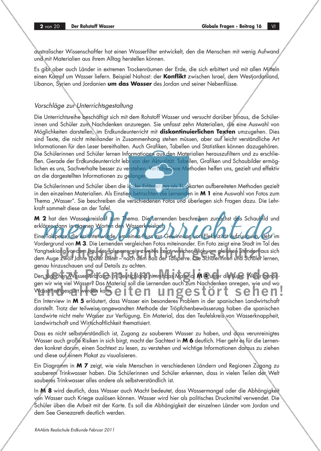 Der Rohstoff Wasser – den Umgang mit Tabellen, Karten, Grafiken und Co. trainieren Preview 2