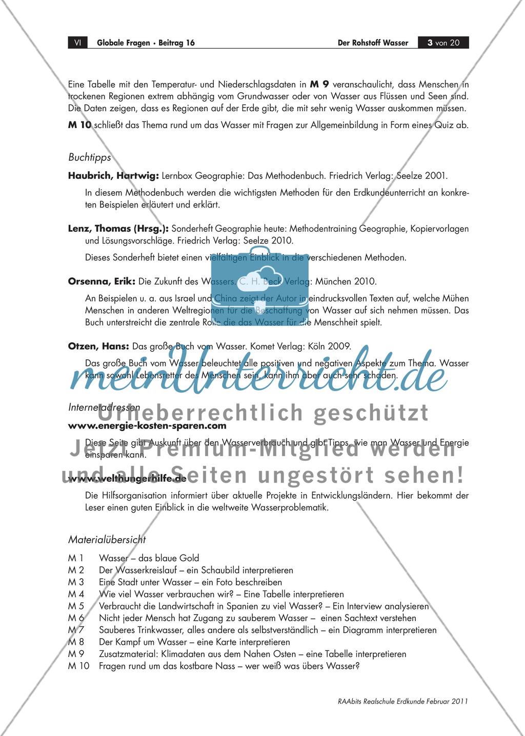 Der Rohstoff Wasser – den Umgang mit Tabellen, Karten, Grafiken und Co. trainieren Preview 3
