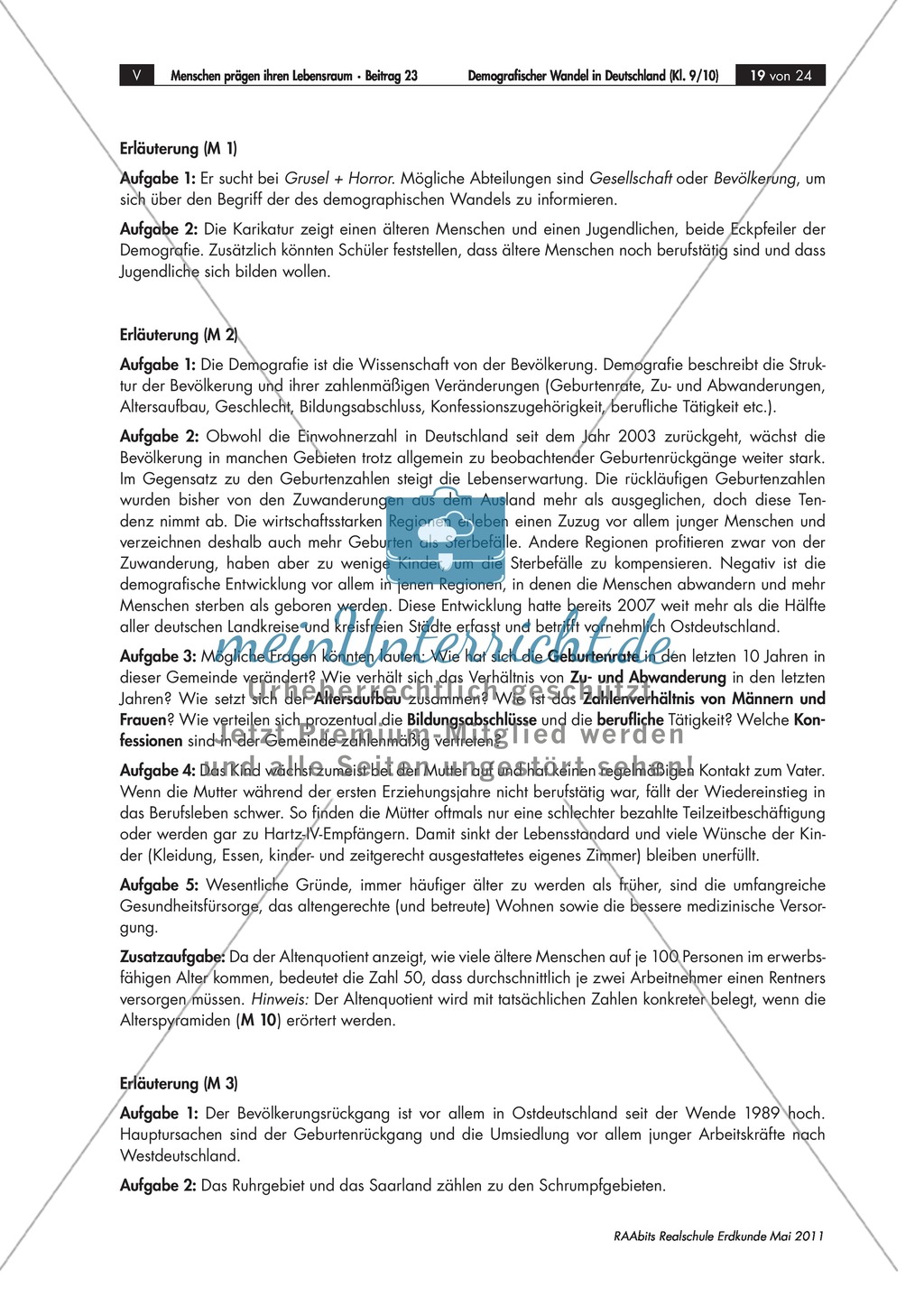 Der Demographische Wandel: Bevölkerungsentwicklung. Migration Preview 8