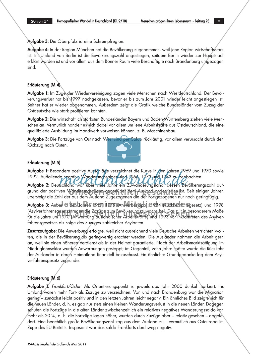 Der Demographische Wandel: Bevölkerungsentwicklung. Migration Preview 9