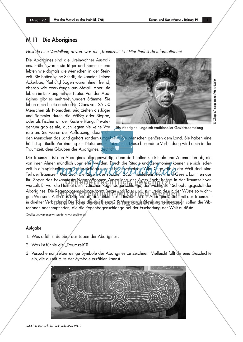 Interkulturelle Kompetenzen entwickeln: Kulturerdteile kennenlernen - die Aborigines und die Traumzeit Preview 1