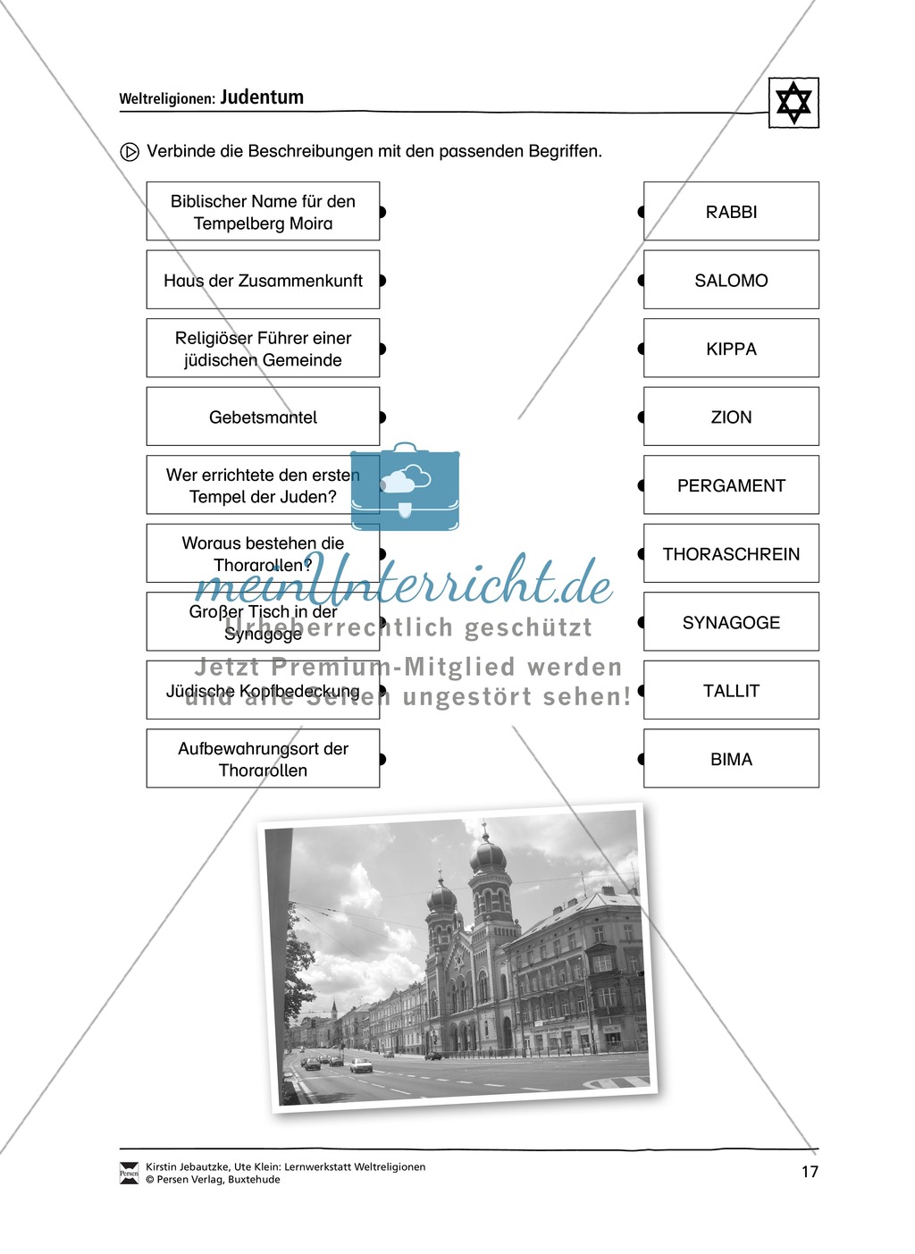 Unterrichtsmaterial zum Judentum - mit Infomaterial zu Gottheit, Schrift, Synagogen, Feiertagen uvm. Preview 10