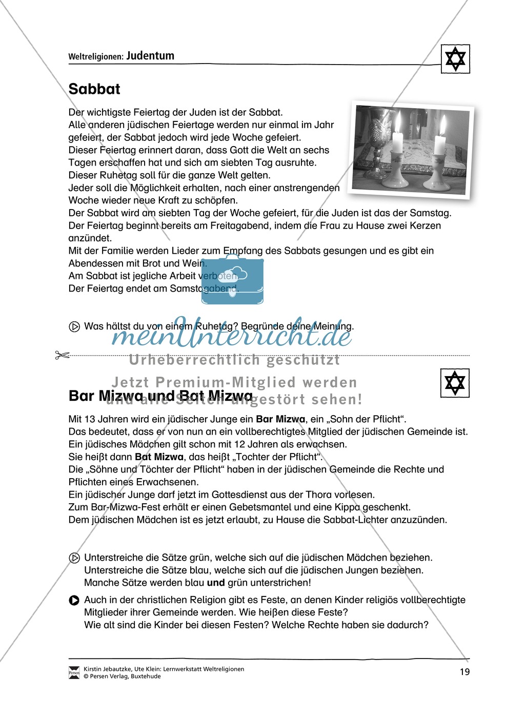 Unterrichtsmaterial zum Judentum - mit Infomaterial zu Gottheit, Schrift, Synagogen, Feiertagen uvm. Preview 12