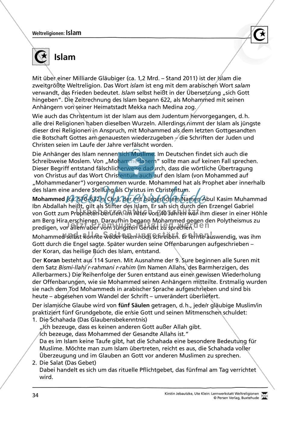 Unterrichtsmaterial zum Islam - mit Infomaterial zu Gottheit, Koran, Moscheen, Feiertagen uvm. Preview 1
