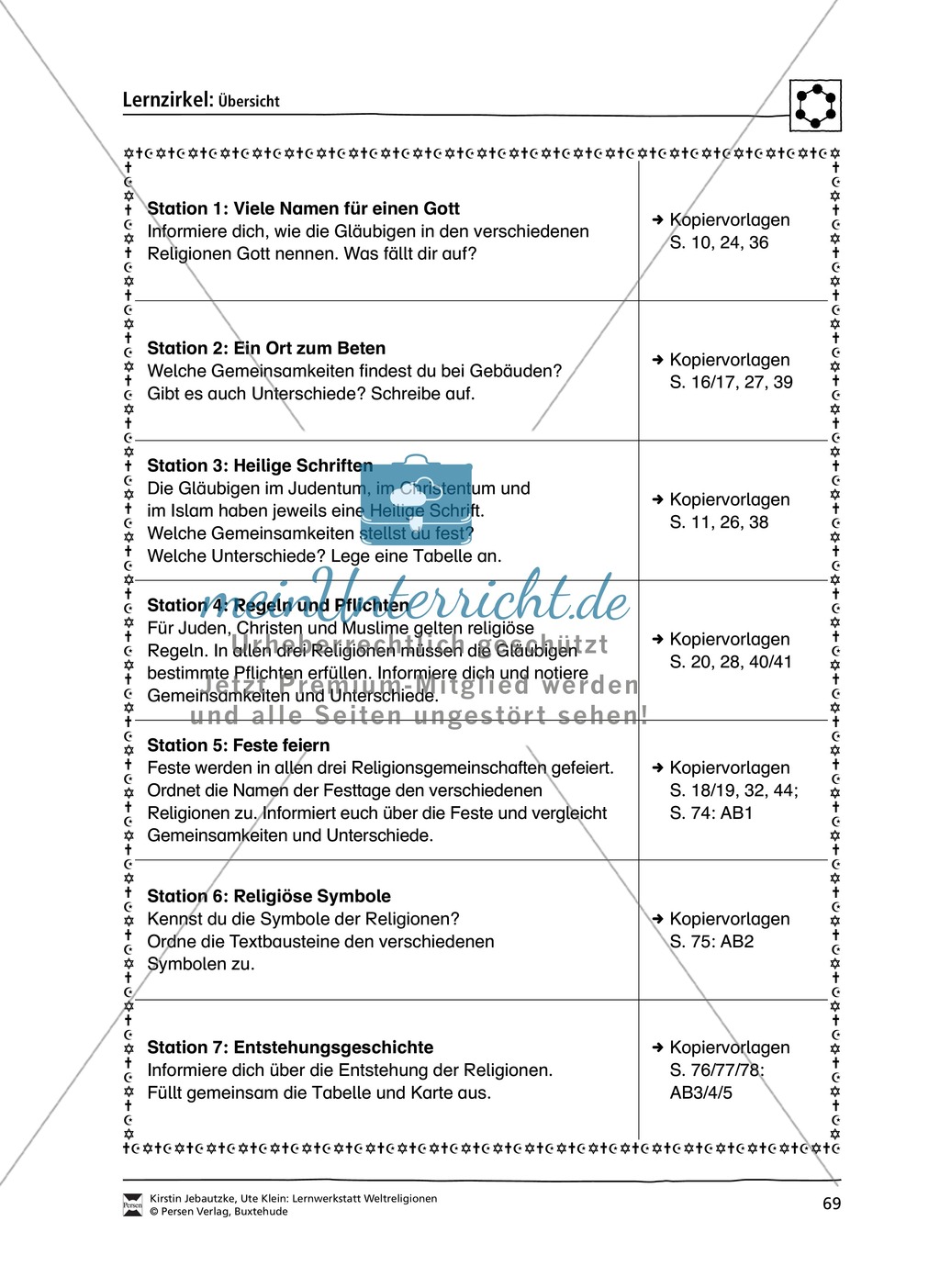 Stationenlernen zu den Weltreligionen Judentum, Christentum und Islam Preview 2