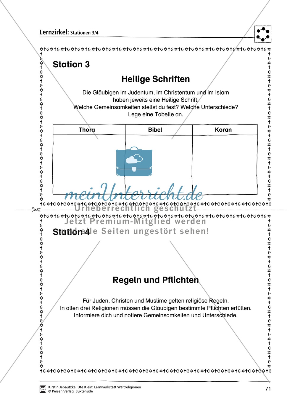 Stationenlernen zu den Weltreligionen Judentum, Christentum und Islam Preview 4