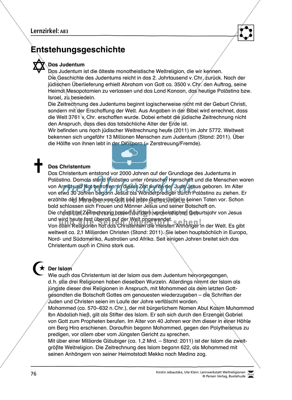 Stationenlernen zu den Weltreligionen Judentum, Christentum und Islam Preview 9