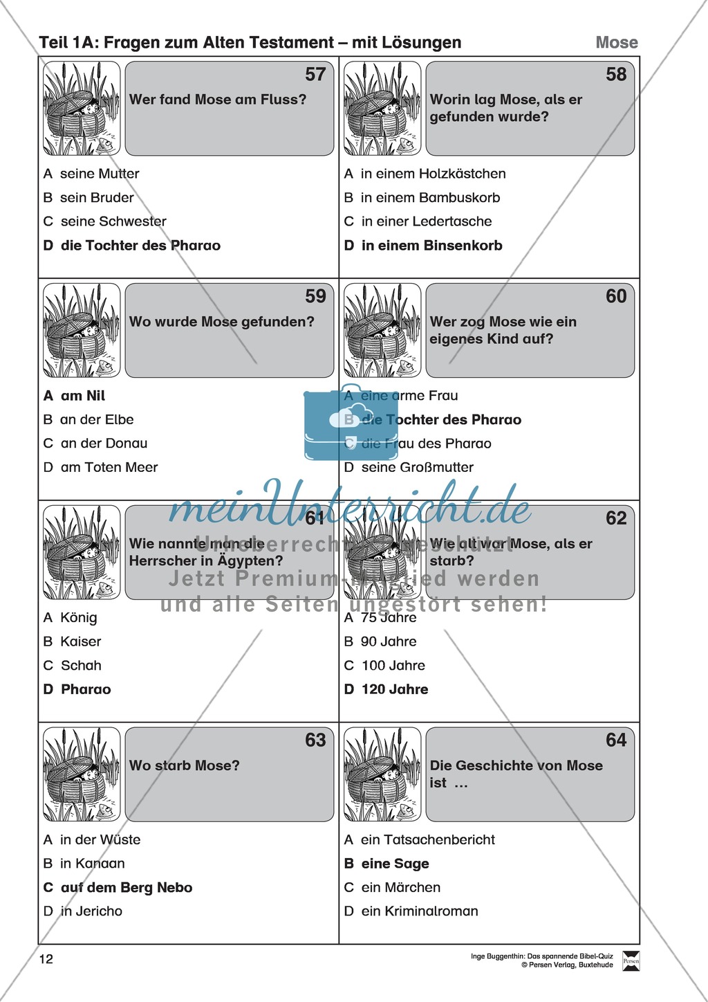 Bibel-Quiz: Fragen zum Alten Testament mit Lösungen Preview 9