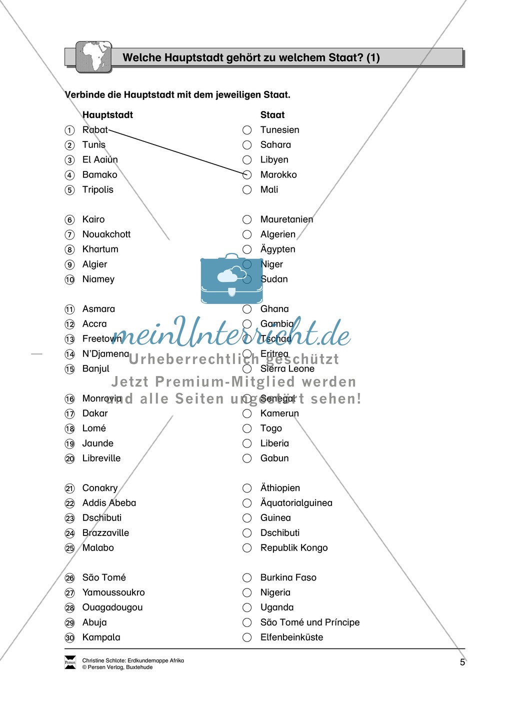 Kopiervorlage zu einer Übersicht über den Kontinent Afrika: Lückentexte, Rätsel und Karten zu Topographie + Staaten + Hauptstädten Preview 5