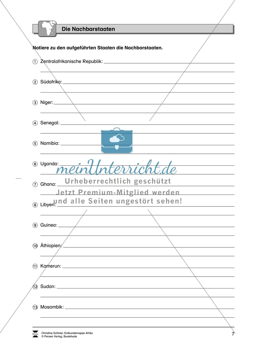 Kopiervorlage zu einer Übersicht über den Kontinent Afrika: Lückentexte, Rätsel und Karten zu Topographie + Staaten + Hauptstädten Preview 7