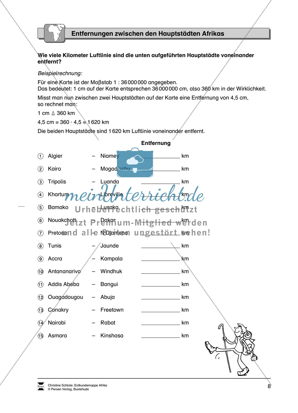 Kopiervorlage zu einer Übersicht über den Kontinent Afrika: Lückentexte, Rätsel und Karten zu Topographie + Staaten + Hauptstädten Preview 8