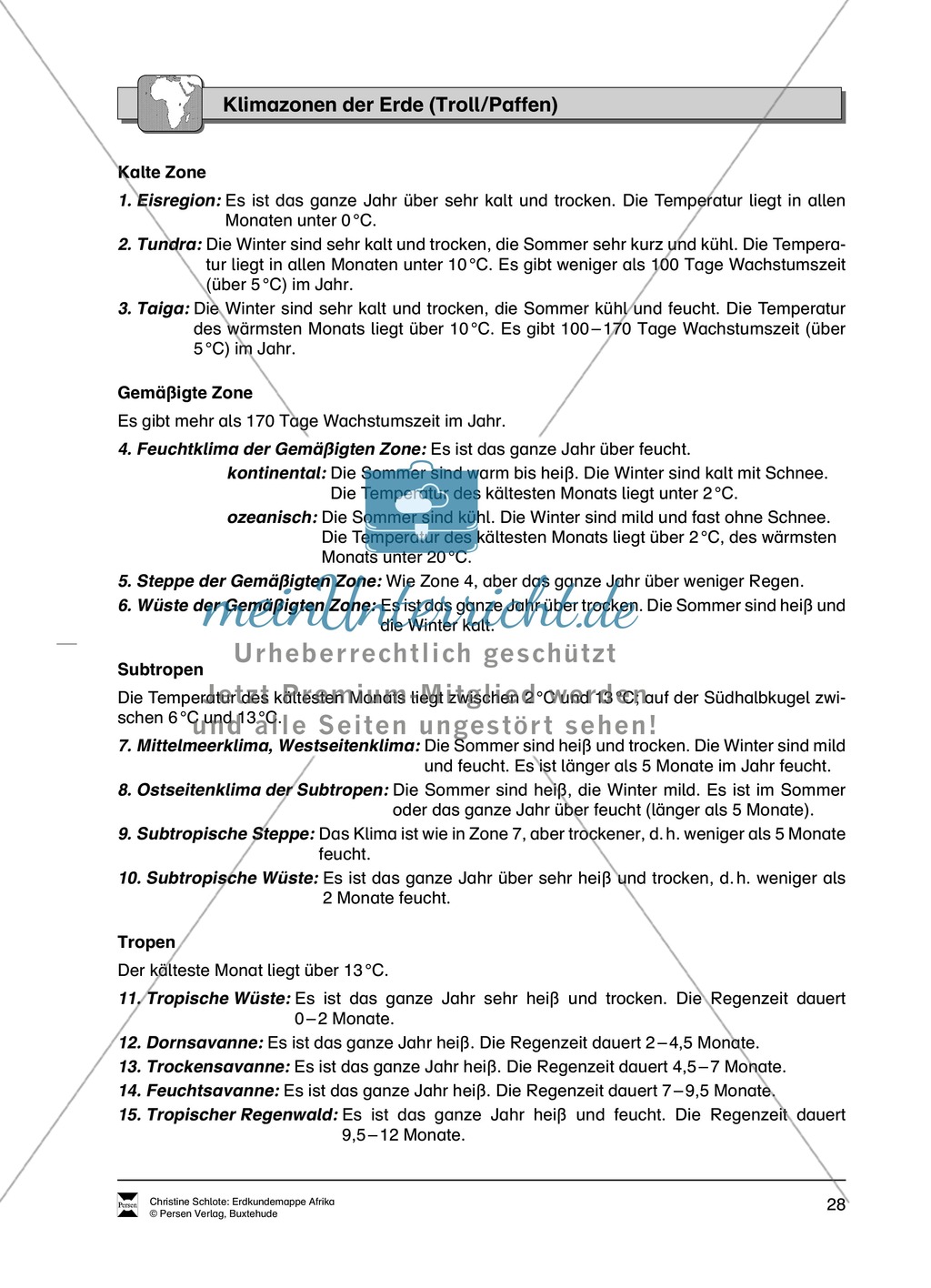 Kopiervorlage zum Klima des Kontinents Afrika: Lückentexte + Klimadiagramme + Karten Preview 10