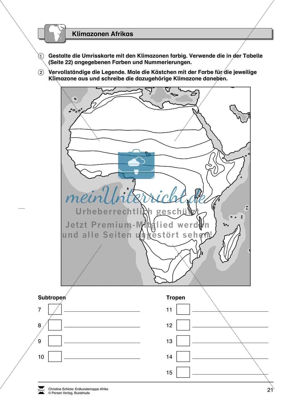Kopiervorlage zum Klima des Kontinents Afrika: Lückentexte + Klimadiagramme + Karten Preview 3