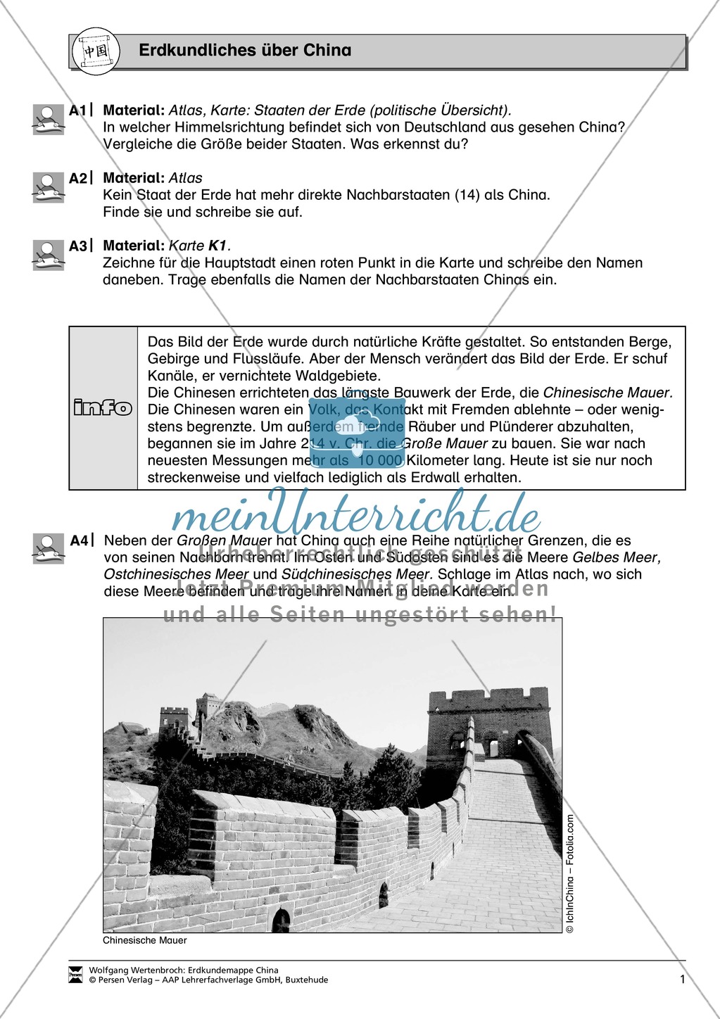 Spielerische Materialien zur Topographie Chinas Preview 1