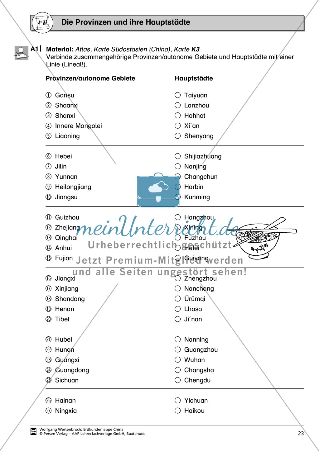 Die administrative Gliederung Chinas spielerisch kennen lernen: Provinzen + Städte Preview 5