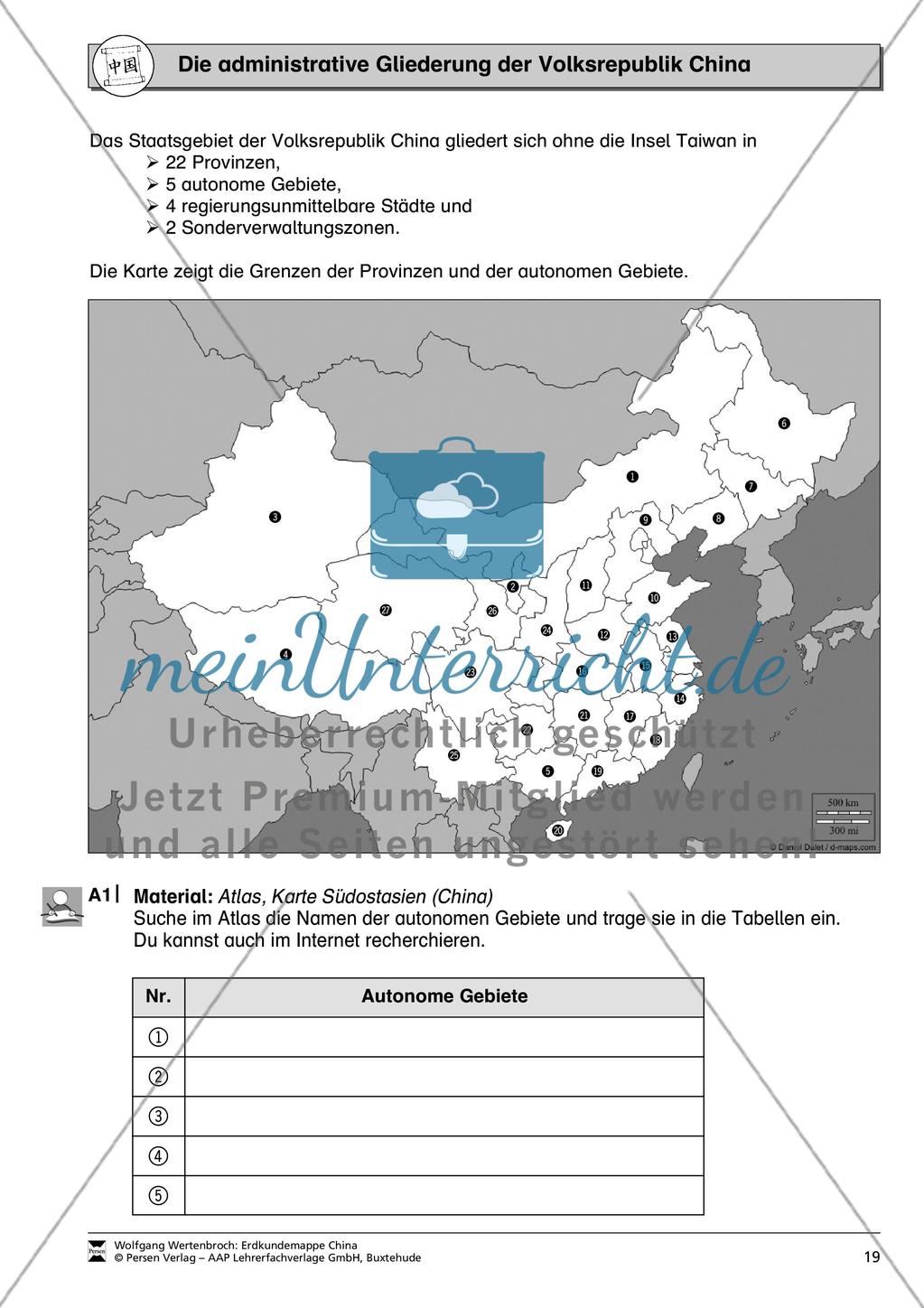 Die administrative Gliederung der Volksrepublik China Preview 1