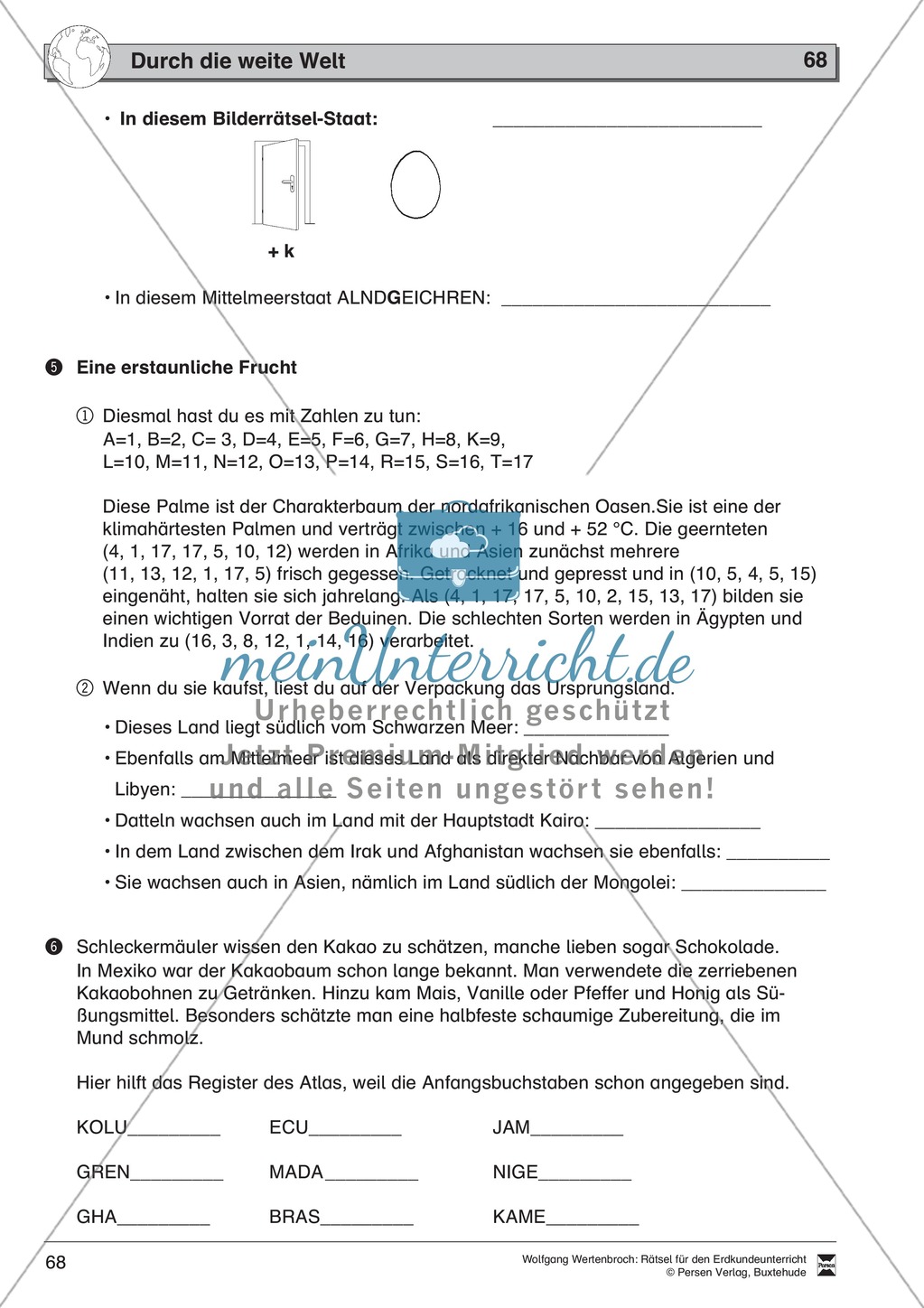 Rätselaufgaben zu Topographie + Exportwaren + Staaten und Hauptstädte + Ozeane der Welt Preview 20