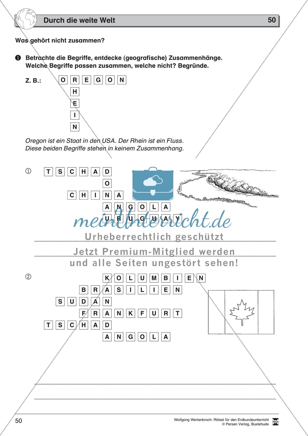 Rätselaufgaben zu Topographie + Exportwaren + Staaten und Hauptstädte + Ozeane der Welt Preview 2