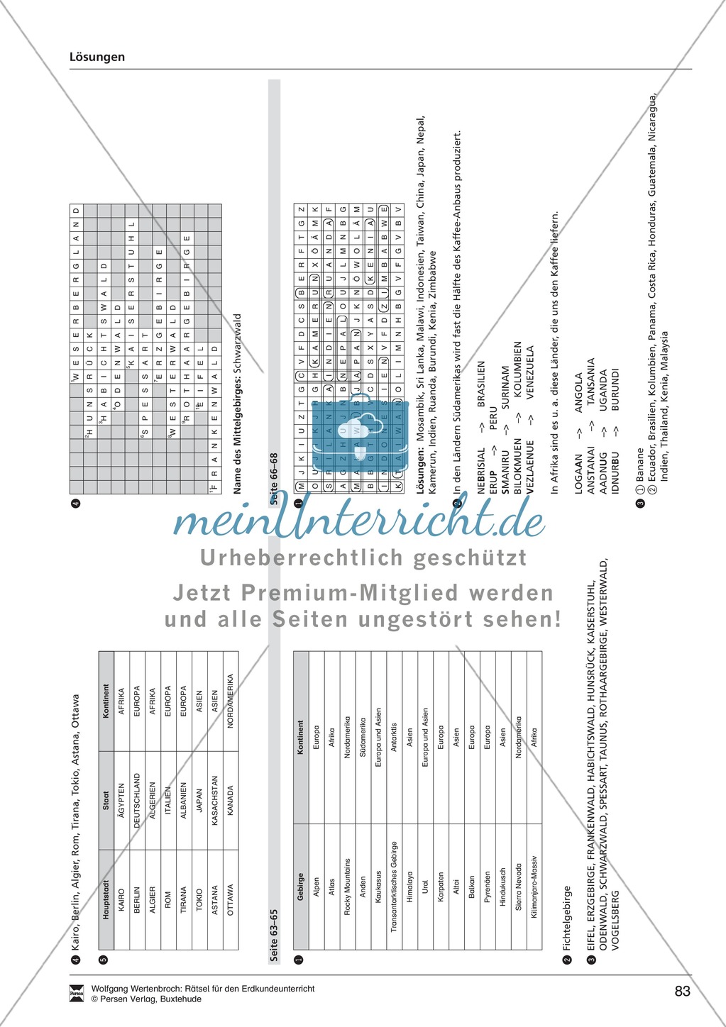 Rätselaufgaben zu Topographie + Exportwaren + Staaten und Hauptstädte + Ozeane der Welt Preview 31
