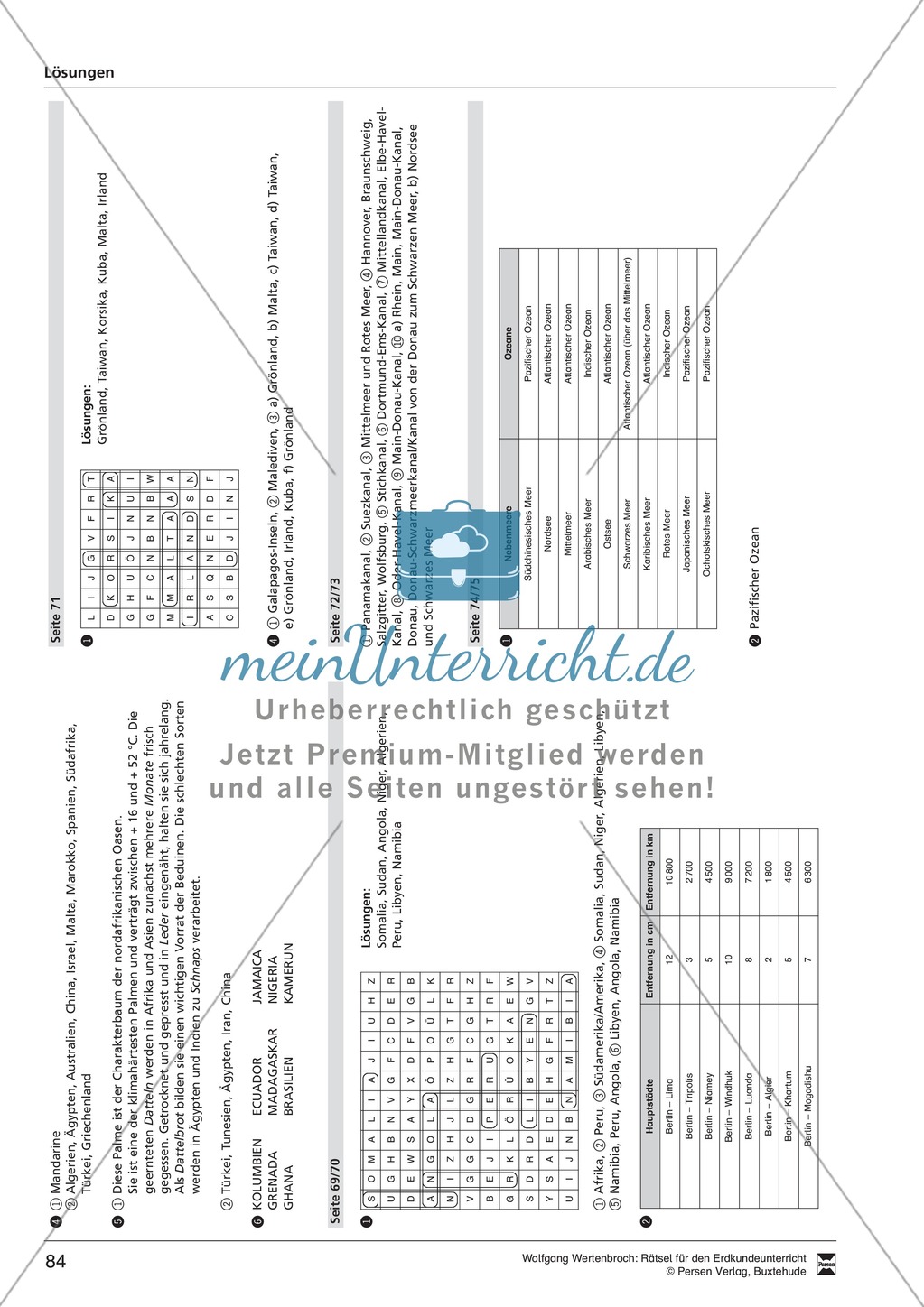 Rätselaufgaben zu Topographie + Exportwaren + Staaten und Hauptstädte + Ozeane der Welt Preview 32