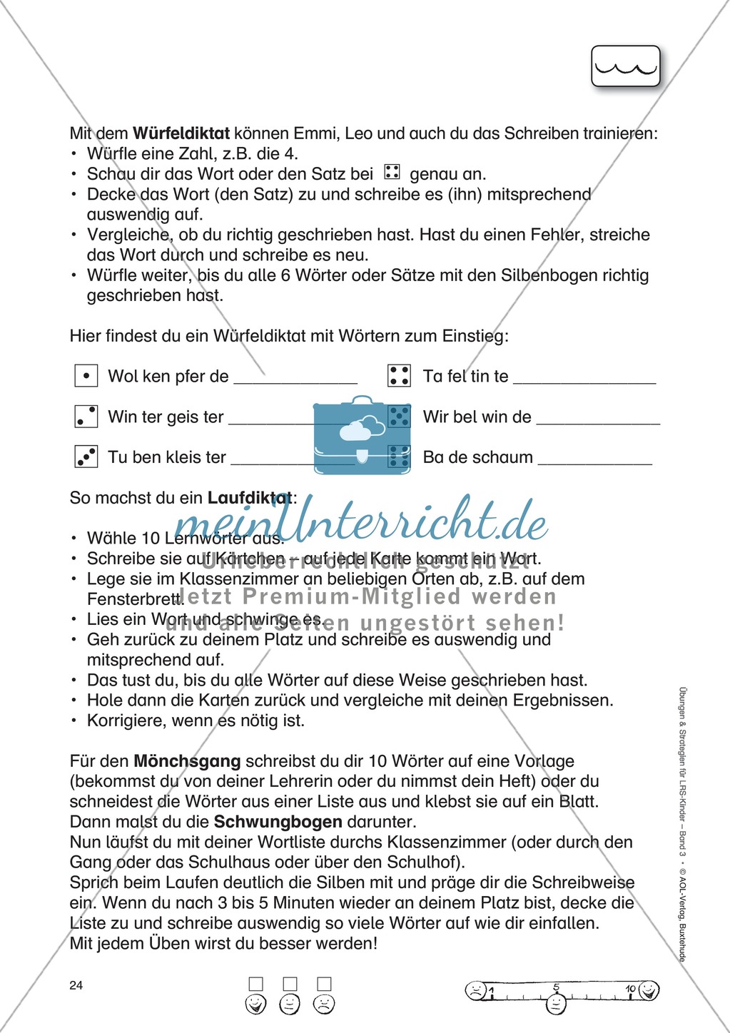 Freiburger Rechtschreibschule: Arbeitsblätter zum Würfeldiktat, Laufdiktat und Mönchsgang Preview 1