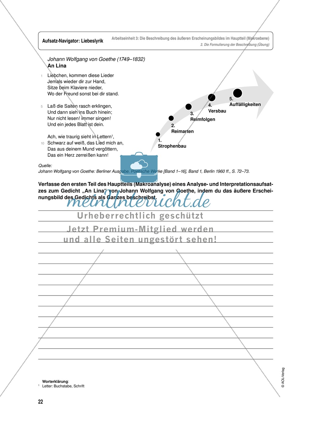 Arbeitseinheit zur Gestaltung einer Analyse / Interpretation von Liebeslyrik - Die Beschreibung des äußeren Erscheinungsbildes im Hauptteil (Makroebene) Preview 4