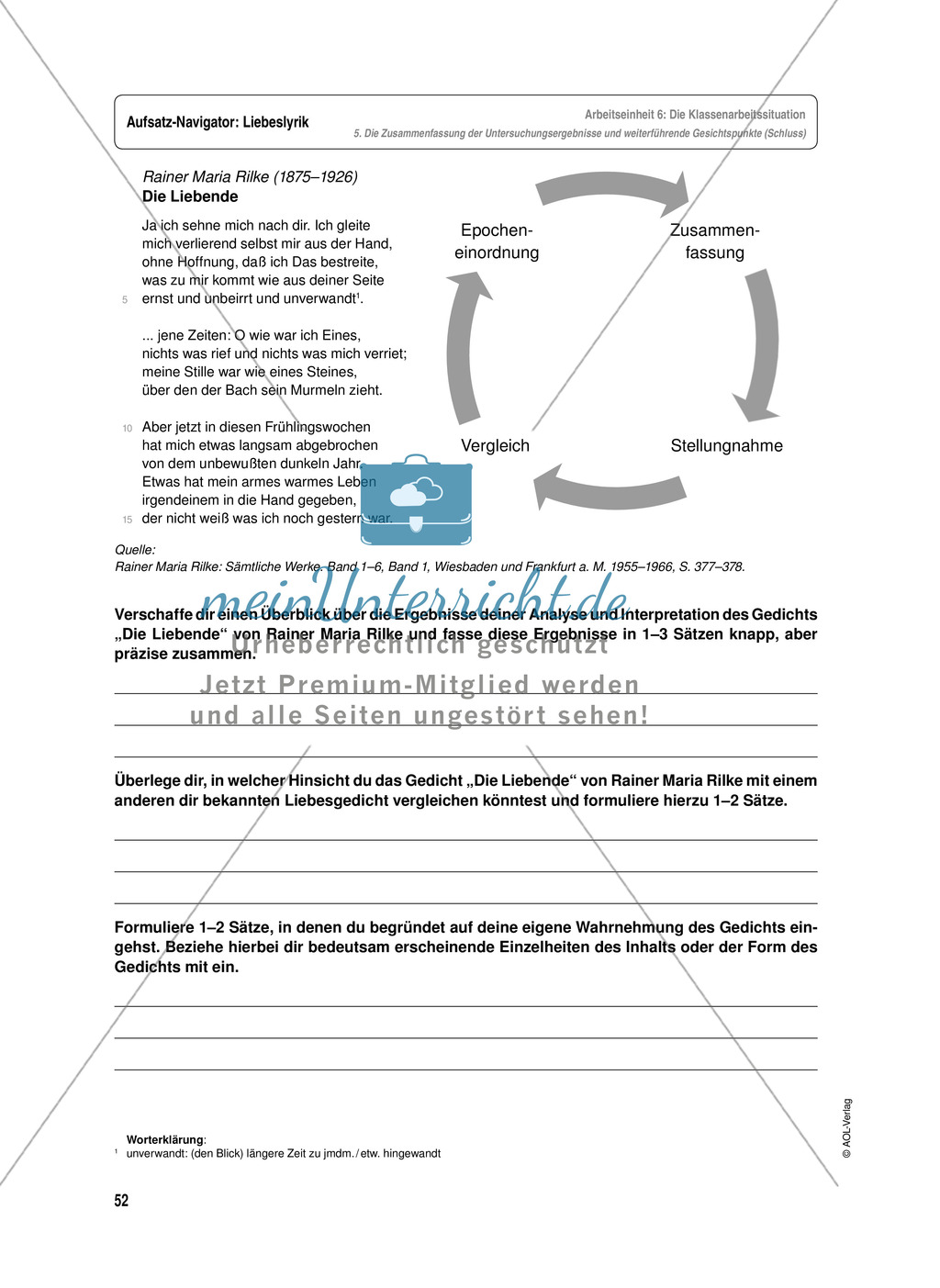 Arbeitseinheit zur Gestaltung einer Analyse / Interpretation von Liebeslyrik - Vorbereitung auf die Klassenarbeitssituation Preview 12