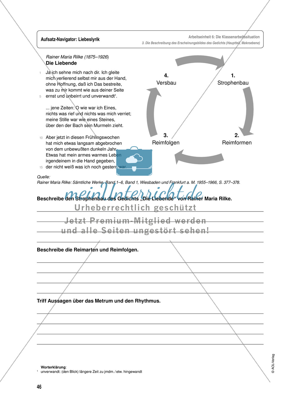 Arbeitseinheit zur Gestaltung einer Analyse / Interpretation von Liebeslyrik - Vorbereitung auf die Klassenarbeitssituation Preview 6