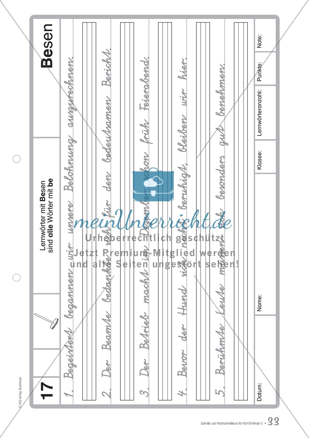 Zusatzaufgaben zur Rechtschreibübung mit Textübungsbögen für Kinder mit ADS/ADHS Preview 19