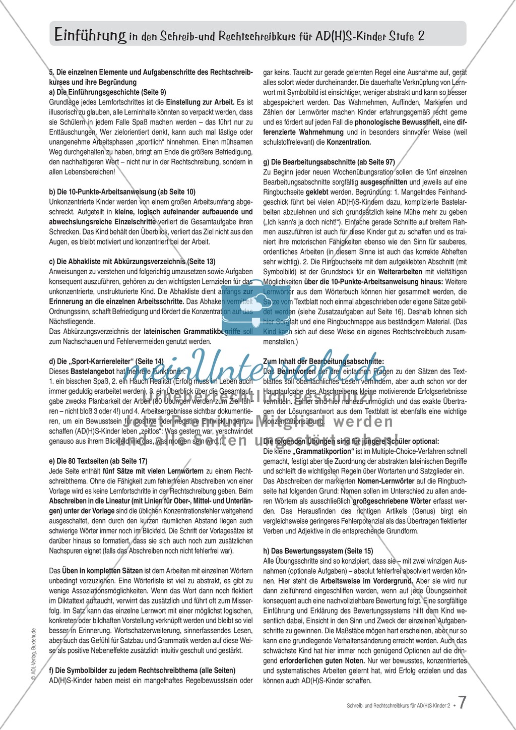 Zusatzaufgaben zur Rechtschreibübung mit Textübungsbögen für Kinder mit ADS/ADHS Preview 1