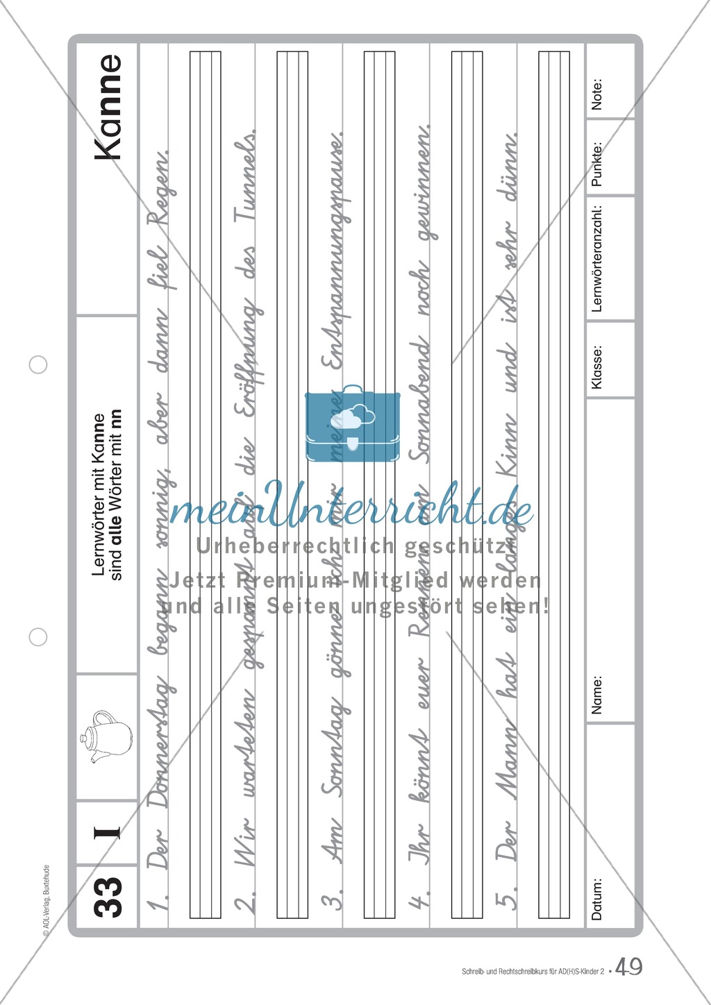 Zusatzaufgaben zur Rechtschreibübung mit Textübungsbögen für Kinder mit ADS/ADHS Preview 35