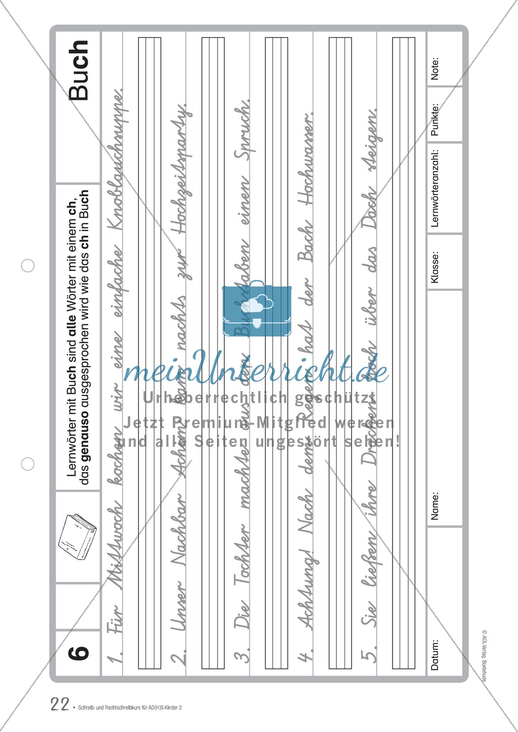 Zusatzaufgaben zur Rechtschreibübung mit Textübungsbögen für Kinder mit ADS/ADHS Preview 8