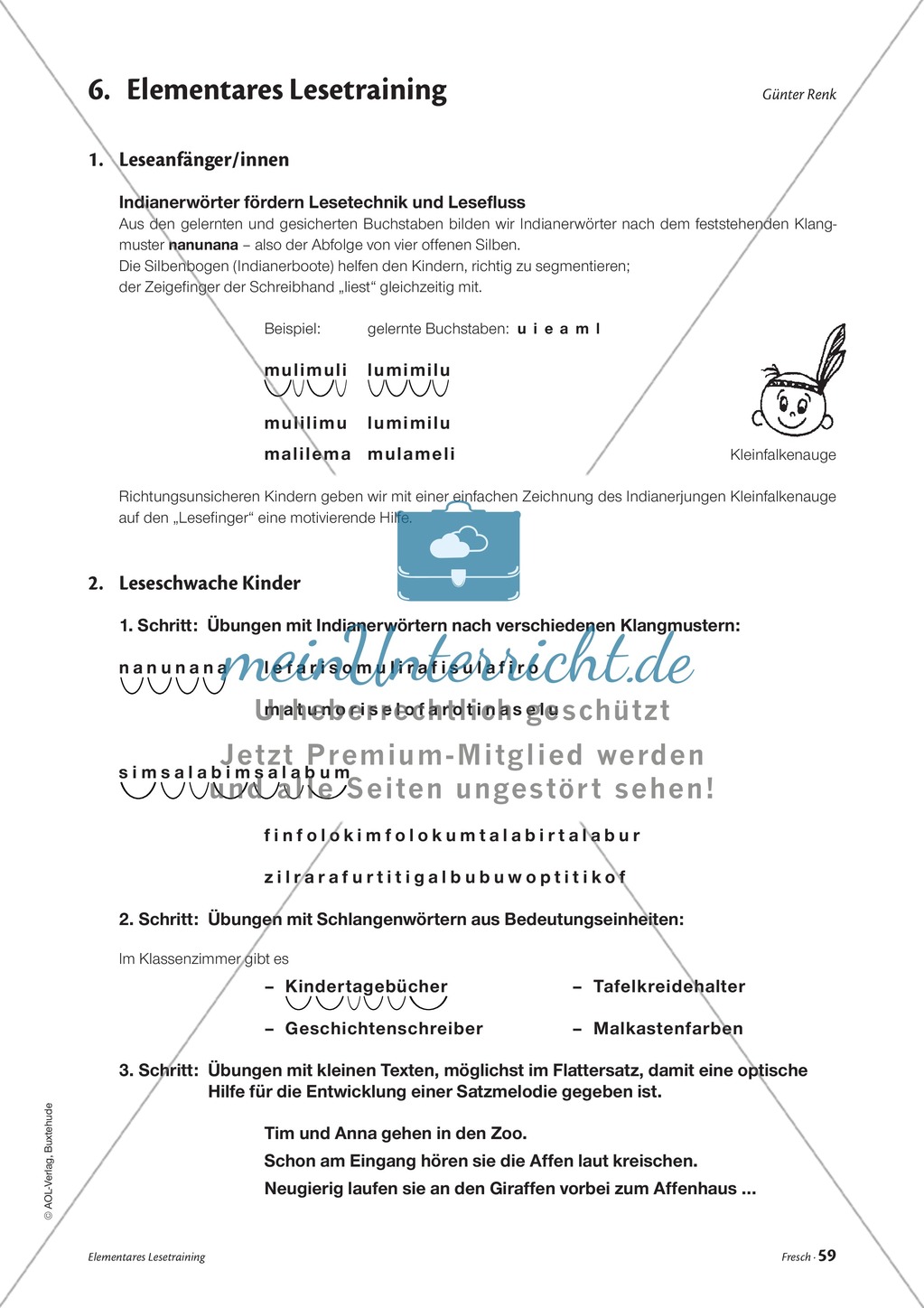 Elementares Lesetraining. Mit Infotext, Beispielen und Tipps für Schüler. Preview 1