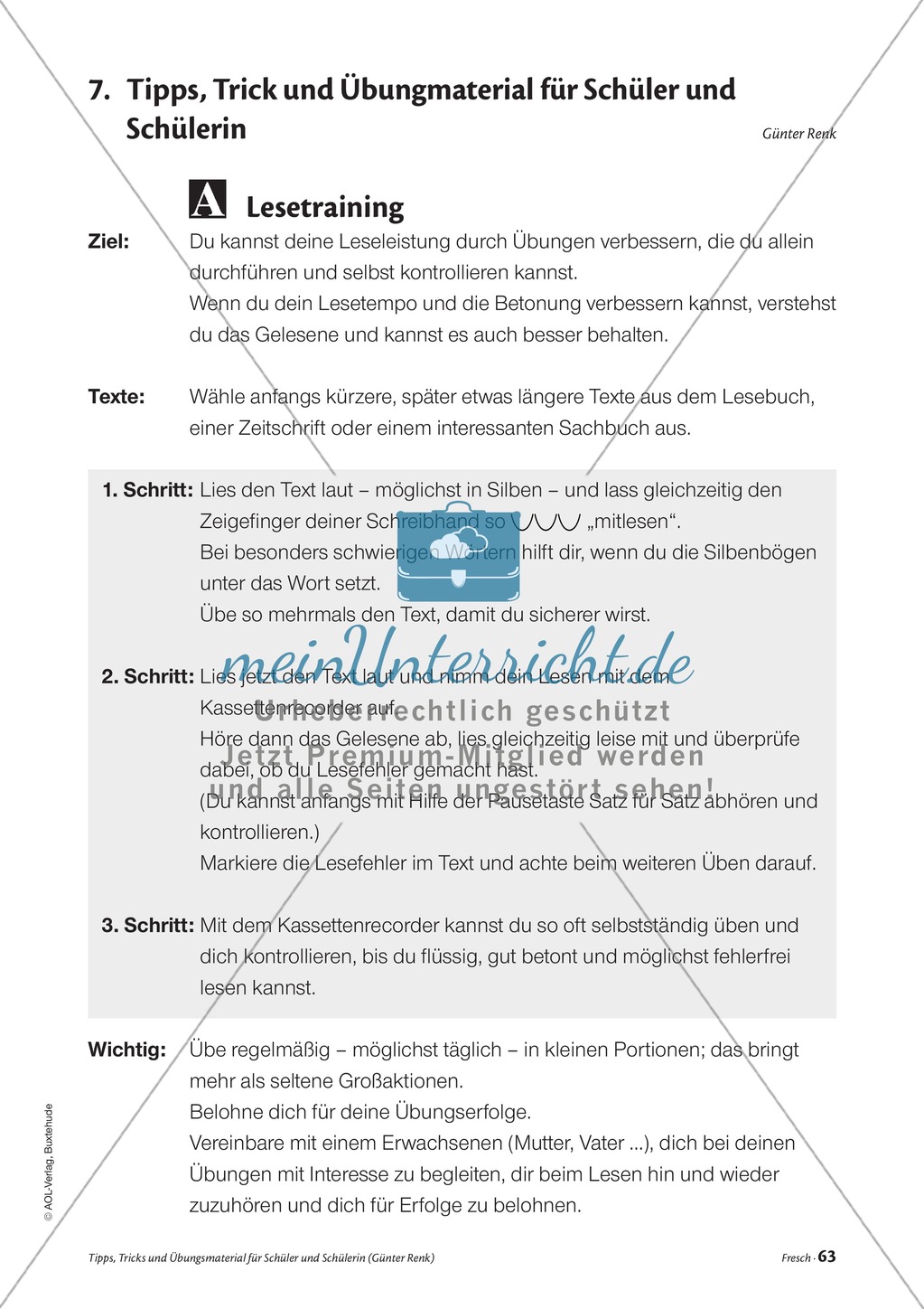Elementares Lesetraining. Mit Infotext, Beispielen und Tipps für Schüler. Preview 5