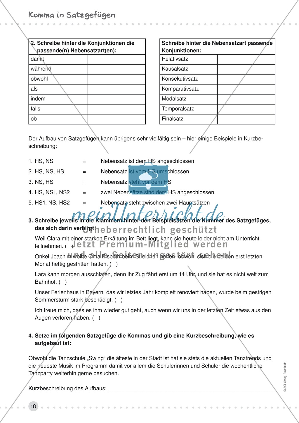 Übungen zur Kommasetzung - Satzgefüge, Satzverbindungen, Muss- und Kann-Regel Preview 2