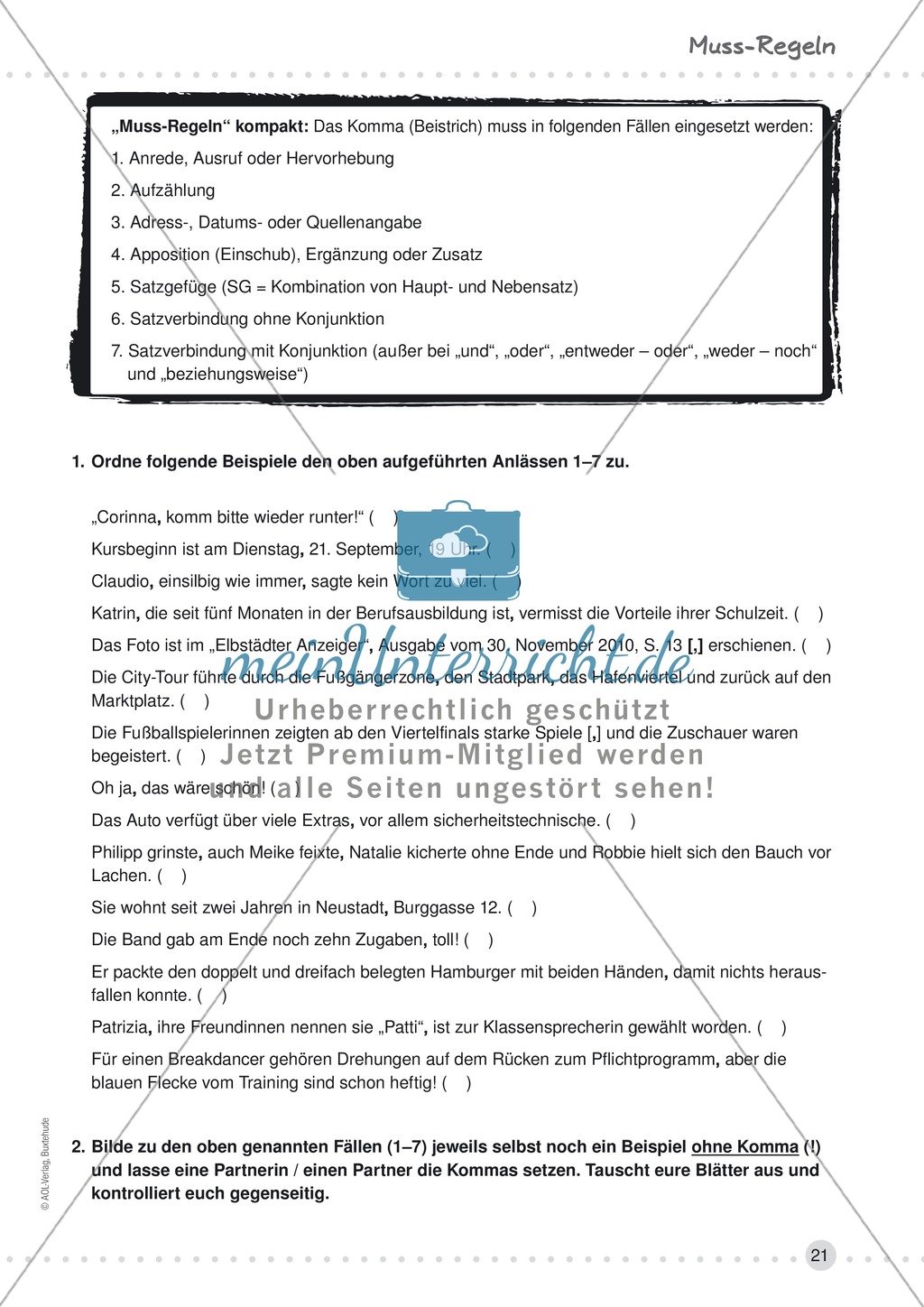 Übungen zur Kommasetzung - Satzgefüge, Satzverbindungen, Muss- und Kann-Regel Preview 5