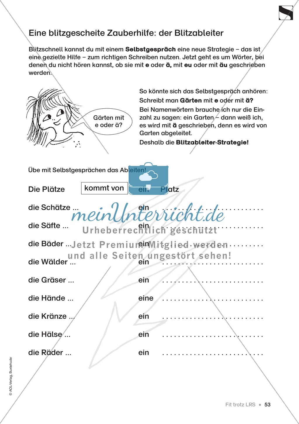 Übungen für Kinder mit LRS: Blitzableiter-Strategie zur richtigen Rechtschreibung von ä und äu Preview 6