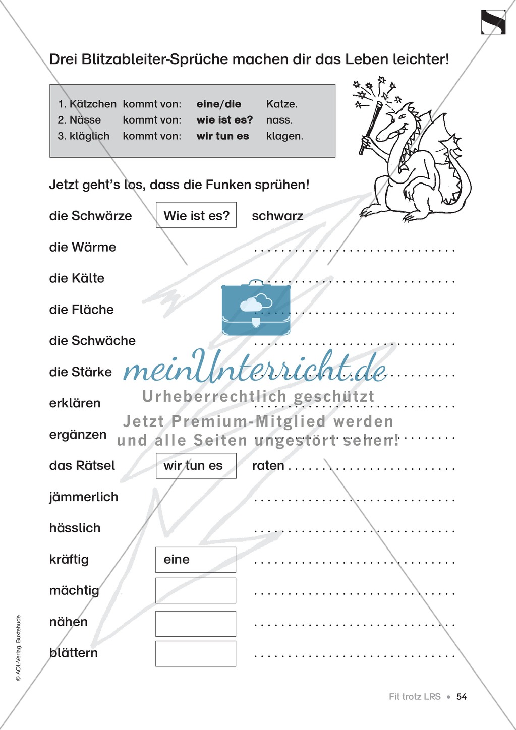 Übungen für Kinder mit LRS: Blitzableiter-Strategie zur richtigen Rechtschreibung von ä und äu Preview 7
