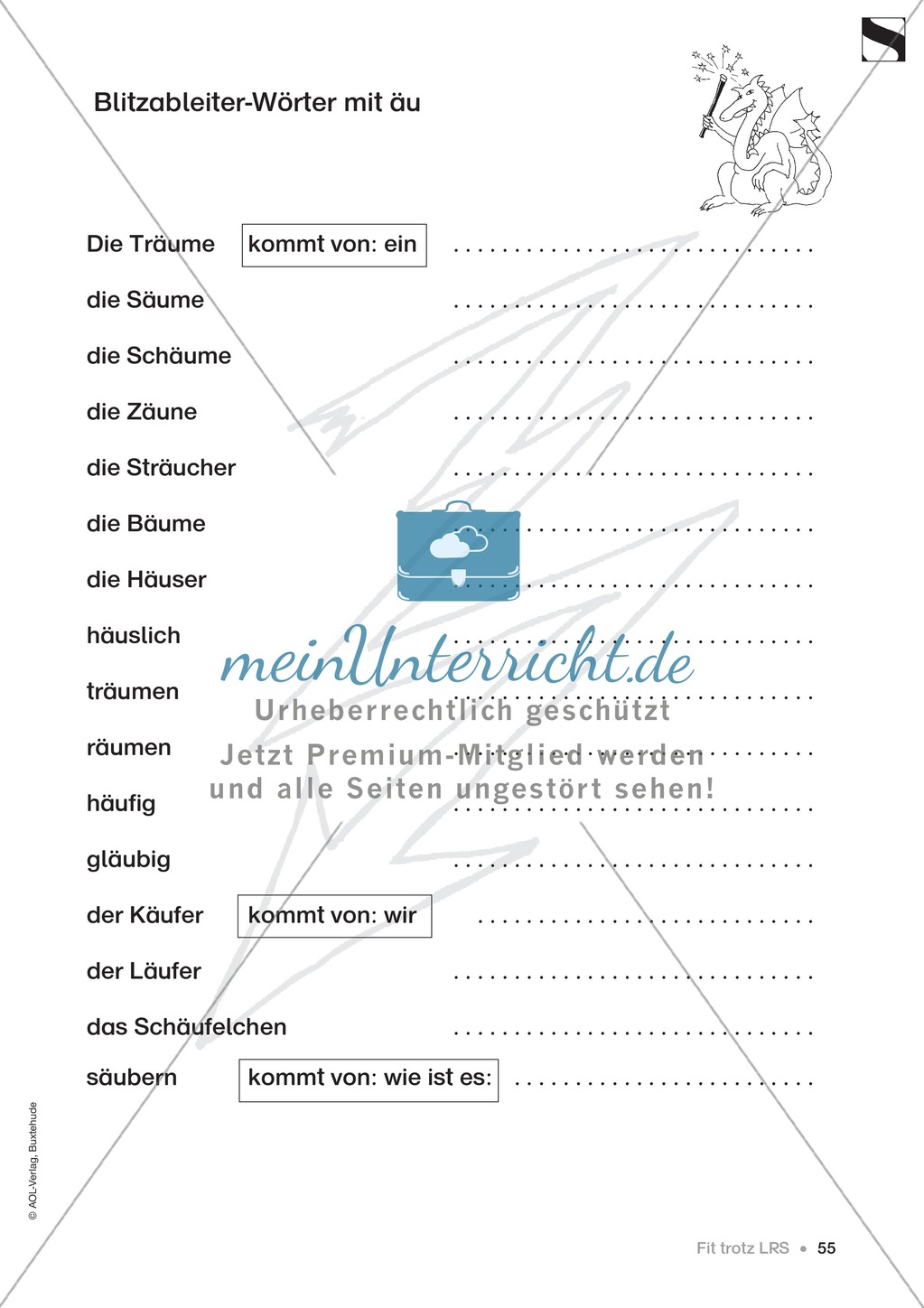 Übungen für Kinder mit LRS: Blitzableiter-Strategie zur richtigen Rechtschreibung von ä und äu Preview 8