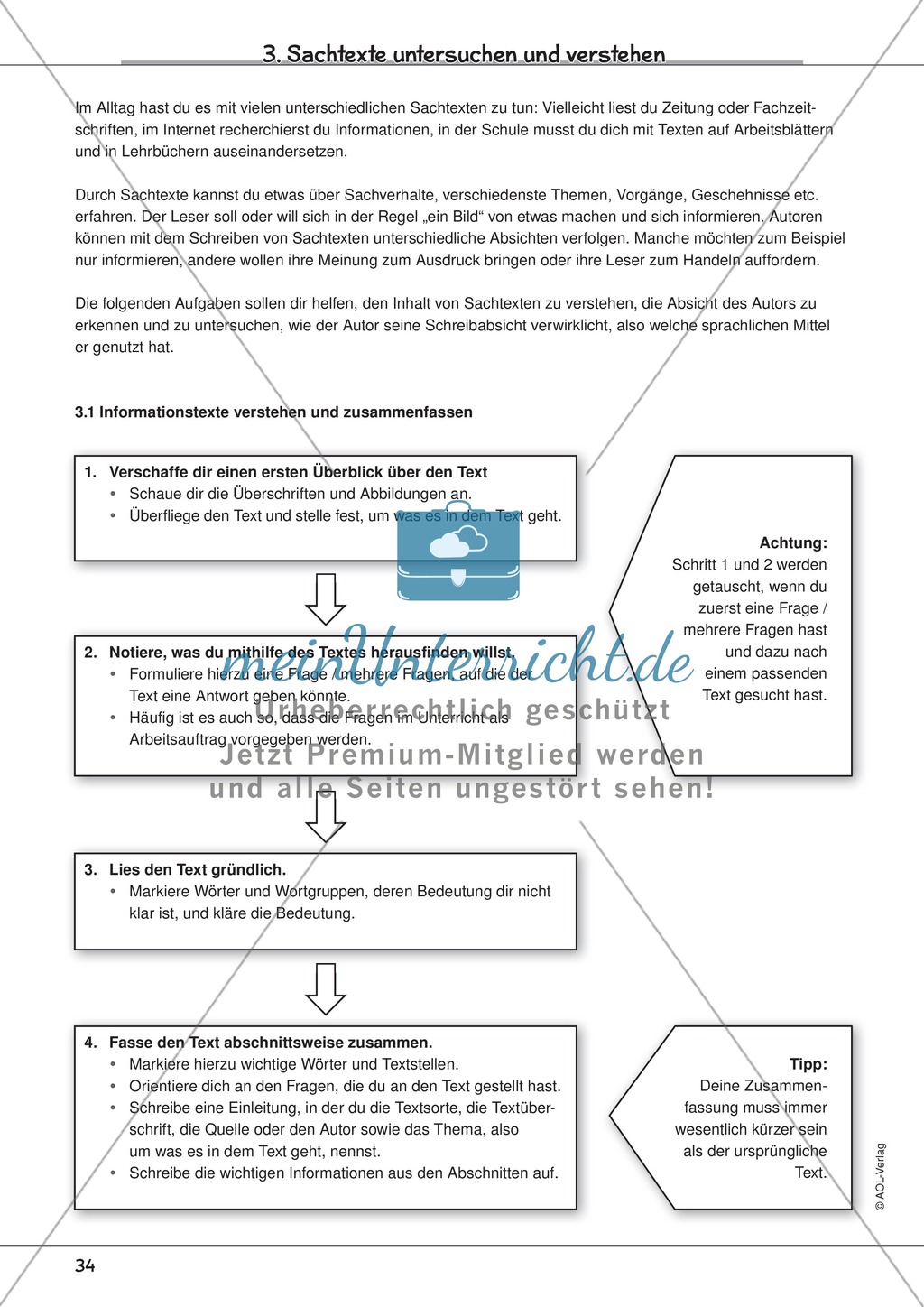 Sachtexte untersuchen und verstehen: Tipps und Übungstexte mit Arbeitsaufträgen Preview 1