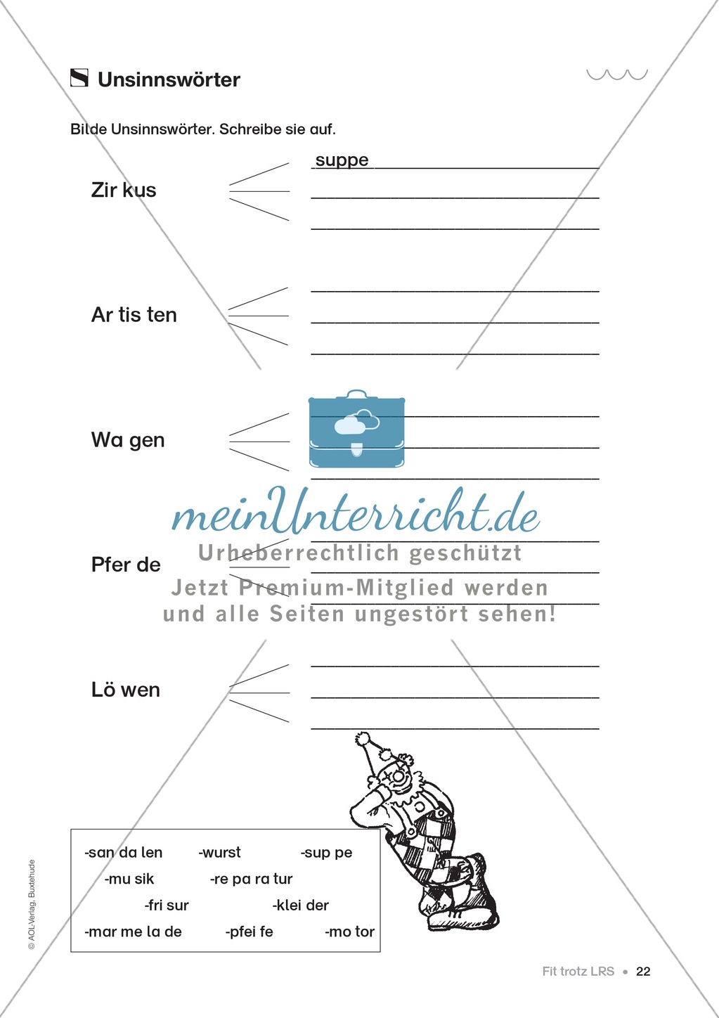 Übungen für Kinder mit LRS: Strategien für Rechtschreibübungen - Silbenschwingen, Verlängerungswörter, Merkwörter und Ableiten Preview 14