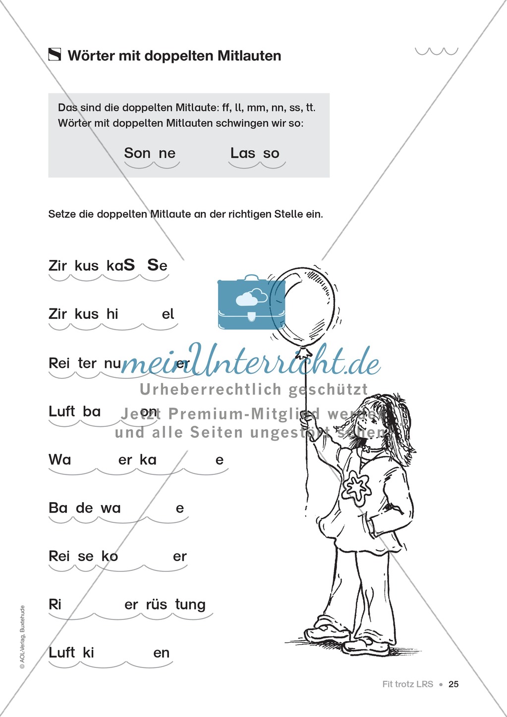 Übungen für Kinder mit LRS: Strategien für Rechtschreibübungen - Silbenschwingen, Verlängerungswörter, Merkwörter und Ableiten Preview 17