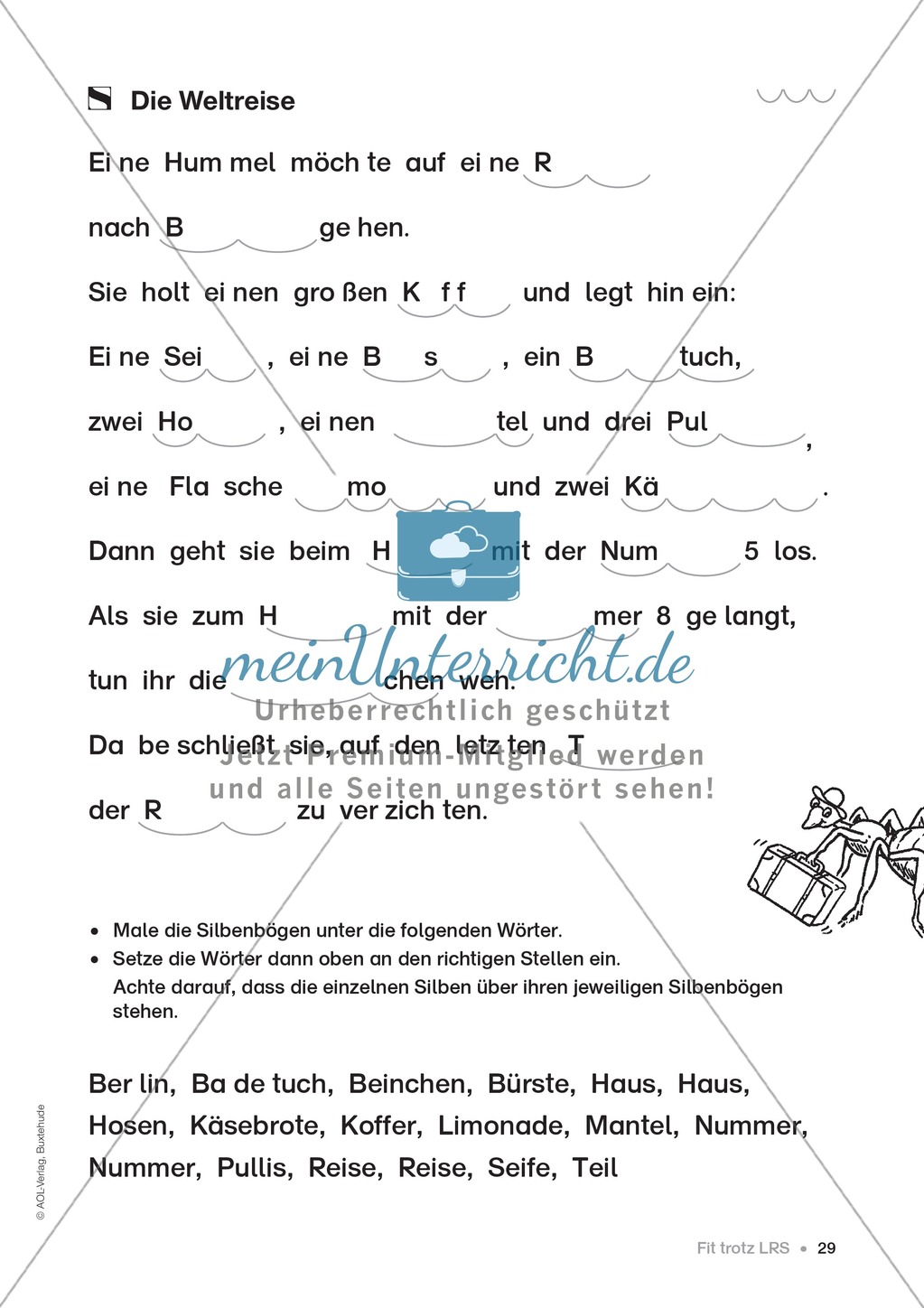 Übungen für Kinder mit LRS: Strategien für Rechtschreibübungen - Silbenschwingen, Verlängerungswörter, Merkwörter und Ableiten Preview 21