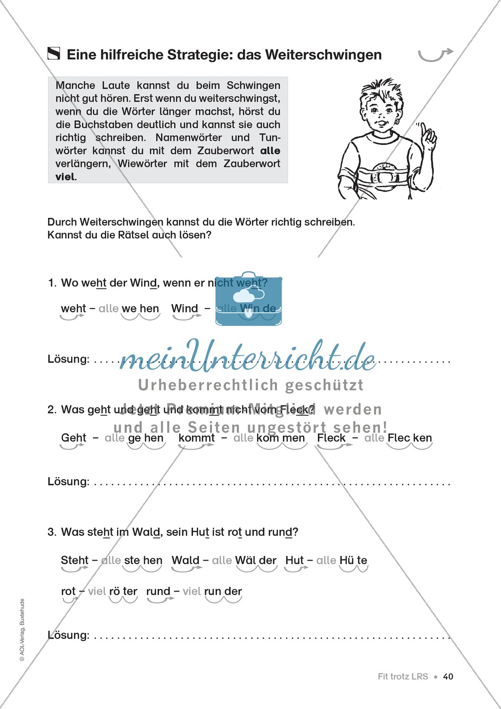 Übungen für Kinder mit LRS: Strategien für Rechtschreibübungen - Silbenschwingen, Verlängerungswörter, Merkwörter und Ableiten Preview 32